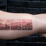 By #evakrbdk  Beautiful tattoo, beautiful place  #florence #italy #triptych #landscape #detailtattoo #minimalism