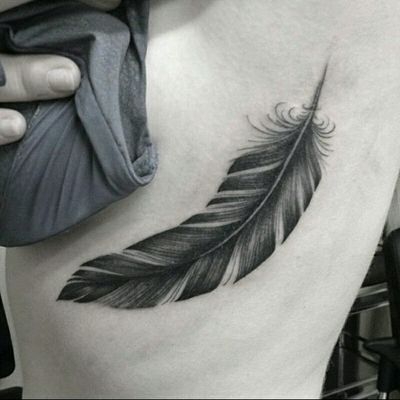 feather tattoos with writing