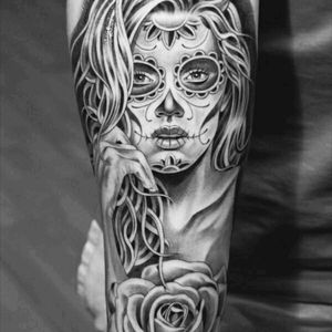 #dayofthedead #tattoodesign #blackandgray #ink #future #inked #blackandgraytattoo #sugerskull #girl #beautiful