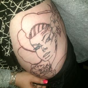 Tattoo on gf outer thigh