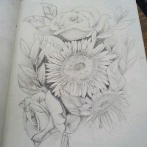 Flower drawing for a tat #flower #flowers #sunflower #sunflowers #rose #roses #leaves #pencil #pencildrawings #drawing #pencils #sketch #sketchs #sketchideas #drawings #art #tattooart #tattooartist
