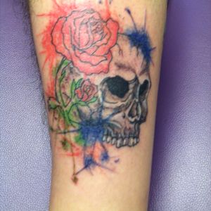 #watercolor #skull #rose