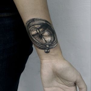Compass tattooBlack and grey