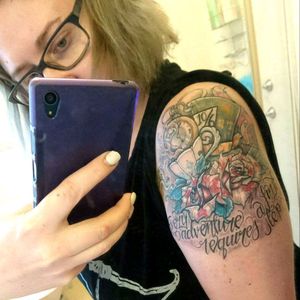 My Alice in Wonderland tattoo all healed. I love it so much! #tattoo #tattooed #AliceinWonderlandtattoo  #aliceinwonderland  #inkmastermaterial #amazing #girlswithtattoos #inkedgirls #loveit #skinart #tattoodo #inkmaster