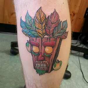 Aku Aku done by Jeff Bult from Bloodmoon Collective in East Greenbush NY#akuaku #crash #crashbandicoot #neo #neotraditional #traditional #color