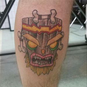 Uka Uka done by Jeff Bult from Bloodmoon Collective in East Greenbush NY. #ukauka #crash #crashbandicoot #neo #neotraditional #traditional #color