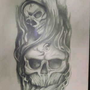 A design Ive redone . Still need a lot of drawing to do. #skull #drawing #design #tattoo #all #day