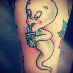 Casper and his boba drink 👻💕By Sean KaneCapital Ink tattoo Sacramento, CA