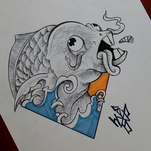 #fish. . . . #tattooflash #smoker #koi #illustration #sketch #bic #draw #transgenic #cartoon
