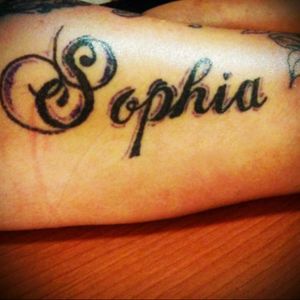 My granddaughters name. This is a few months old. Done on outer part of right forearm.