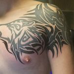 Finally got the wolf finished #wolf  #tribaltattoo #finallydone #tattoo #Freehanded #tribal