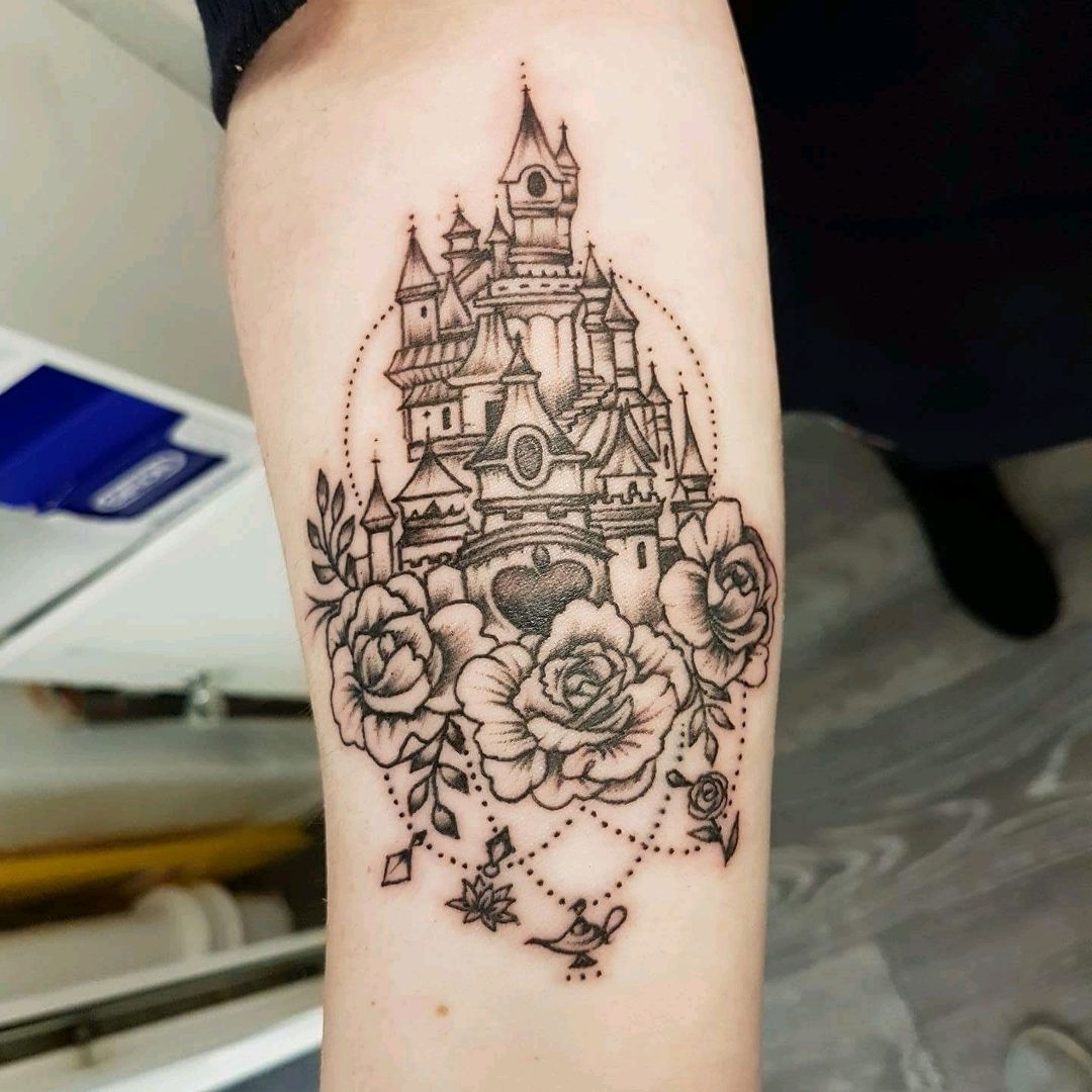 Amy Zager on Twitter Disney Loungefly Matching accessories to tattoos  I love it Custom Sleeping Beauty castle from this week  DM or email  for my last available spots this year disneytattoos 
