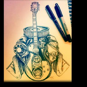 Getting this for my dad he likes cars i like guitars ill get it all colored another future tattoo not sure where im getting it yet