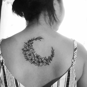 Crescent x Floral Tattoo