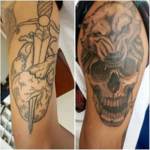 Tattoos que fiz no meu primo Myke, já faz algum tempo. Pintei o coração na 2º sessão, mas esqueci das fotos. Fica pra depois Agende sua tattoo: alangtattoo@gmail.com (61) 98276-3323 #tattoo #tatuagem #tattoo2me #tguest #tatuadordf #tatuadorbrasilia #brasília #tattoobrasilia #alangoretattoo #coração #draugmor #aguasclarasdf #inkmachines #skulltattoo #wolftattoo #blxckink #blackworktattoo #blackwork #caveiratatuagem #wolf #caveira #skull #oldschooltattoo #dagger #heart #taguatingadf#tattoobsb #wip #tattooart #workinprogress