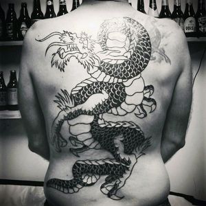 Japanese dragon made by @_marcostattoo in Brazil, Curitiba. #dragon #japanese #dragontattoo #tattoo #tattootraditional #orientaltattoo  #oriental #bushido