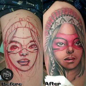 Freehand tattoo 7hourstattooing and this is my insane tattoo work.... #khiantattoo #PAIN #portrait #Indianwomantattoo #tattoo