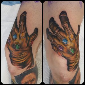 First part of the upper half of my Marvel leg sleeve, Thanos' Infinity Gauntlet by Mikey Lo at Boundless Tattoo Company #MikeyLo #BoundlessTattooCompany #BTC #Thanos #ThanosTattoo #InfinityGauntlet #GOTG #Avengers #AvenegersTattoo #AvengersInfinityWar #MarvelComics #MarvelTattoos #ComicTattoos #SuperVillains #SuperVillainTattoos #LegSleeve