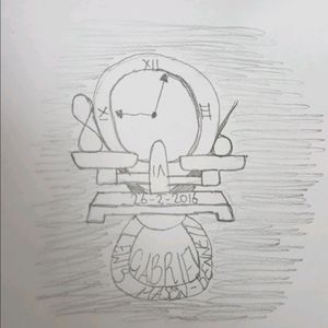 Looking for an artist to master what I drew. Adding detail to the watch and clouds round it.