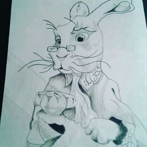 alice in wonderland rabbit clock drawings