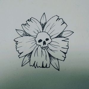 Flower skull drawing #skull #skulls #skulldrawing #drawing #drawings #flower #flowers #outline #getit #tattoodrawing #sketch #sketchs