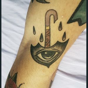 Upside Down Umbrella with Eye and Rain by tattooist Martin Fletcher - Lancaster