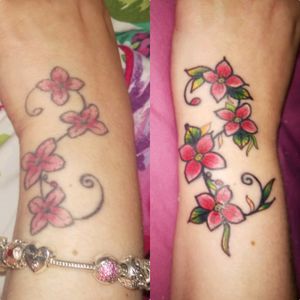 #TattooRe-do #Flowers #coloured  #Handtattoo #loveit