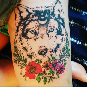 Wolf and flowers