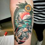By Stef Bastiàn For info or bookings pls contact us at art@royaltattoo.com or call us at +45 49202770 #royal #royaltattoo #royaltattoodk #royalink #royaltattoodenmark #helsingørtattoo #ElsinoreInk #tatoveringidanmark #ship #sailor #island #globe #globus #sunset #anchor