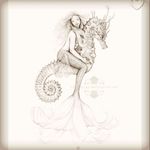 Another #mermaid - riding a #seahorse in the #ocean #whimsical #mermaidtattoo