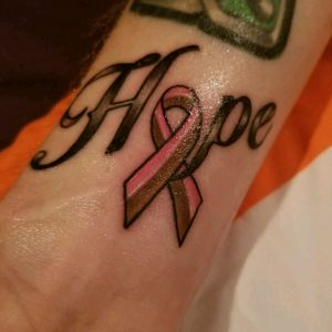 My grandfather and mother inlaw both are battling cancer so  I decided to get a tattoo for them #breastcancer #coloncancer #fuckcancer
