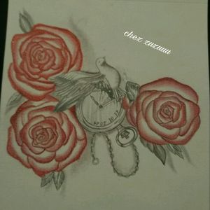 Que je l'aime ce dessin #tattoo #passiondudessin #roses #colombe #montre #gousset #entrainementintensif