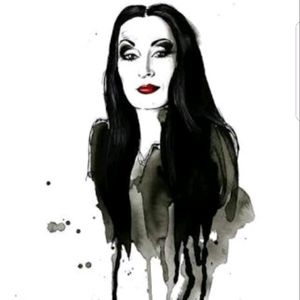 Would love this portrait of Morticia Addams in a Goth styled Frame as part of my sleeve.