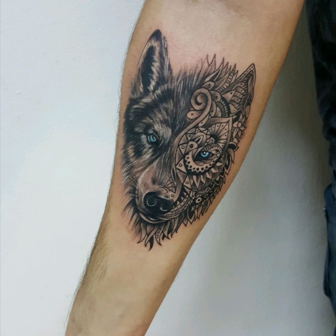 Bilderesultat For Mandala Wolf Tattoo  Wolf Face Tattoo  Free Transparent  PNG Download  PNGkey