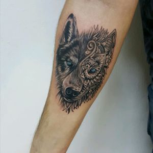 Wolf mandala tattoo