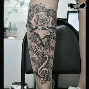 #tattoo #tattooartist #blackandgreytattoo #musicnotes #blackngrey