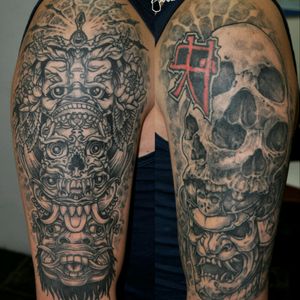 #tattoo #tattooartist #blackandgreytattoo #skulltattoo #skull #mask