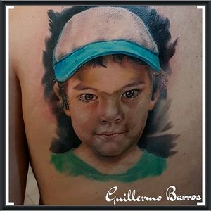 Boy portrait by Guillermo Barros en Triom Tattoo Studio. #portrait #color #colorportraittattoo #guillermobarros #guillermotriom #triomtattoostudio #triomtattoo