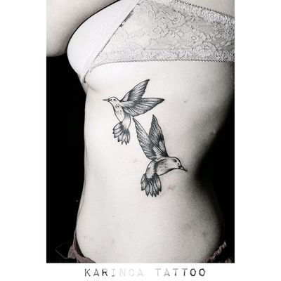birds tattoo on ribs