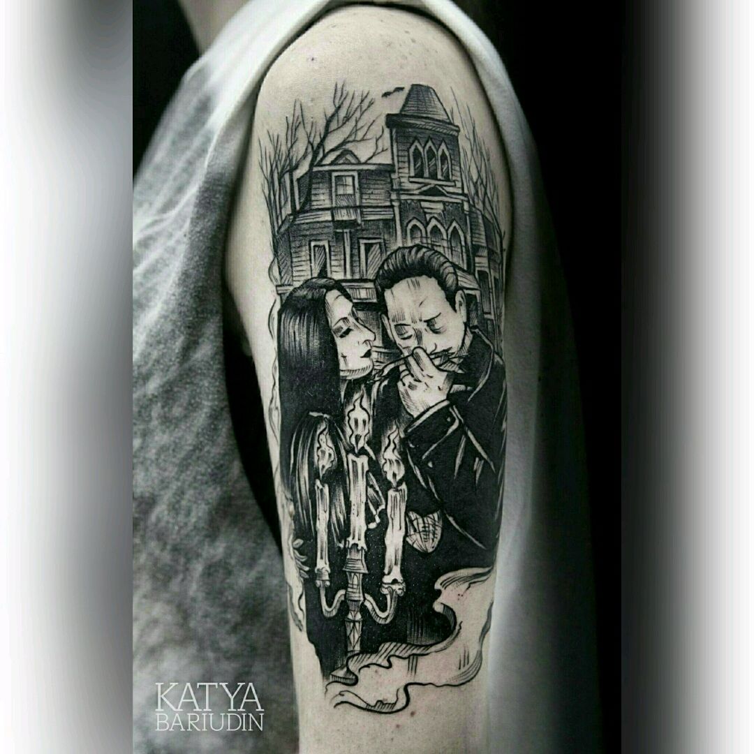 Tattoo of The Addams Family Movies Forearm
