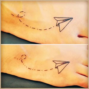 #bfftattoos #lineworktattoo #PaperAirplane #morsecode