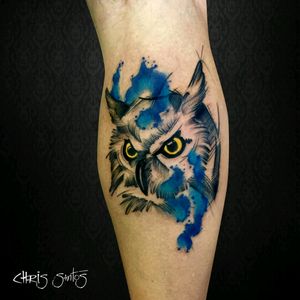 Coruja da sabedoria e do cuidado. #coruja #owl #ChrisSantos #aquarela #watercolor #CalaveraTattoo