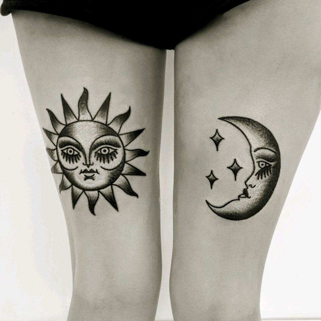 Aggregate 80+ sun and moon thigh tattoo best - thtantai2