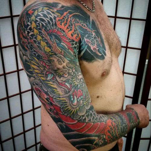 Tattoo Uploaded By West Anchor Tattoo Japanese Dragontattoo Sleeve Tattoodo