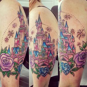 Disney castle! #disney #waltdisney #colourtattoo #tat #tatt #tattoo #tattooartist #ink #inklove #swag #dm #detail #swag #dm #cool #uk #kent #hernebay #england #instatattoo #nopain #nogain #blackwork #likemypic #girly #fun #awsome