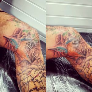 Humming bird leg sleeve underway #hummingbirdtattoo #tat #tatt #tattoo #tattooartist #ink #inklove #swag #dm #detail #swag #dm #cool #uk #kent #hernebay #england #instatattoo #nopain #nogain #blackwork #likemypic #colourtattoo #awesome #inprogress