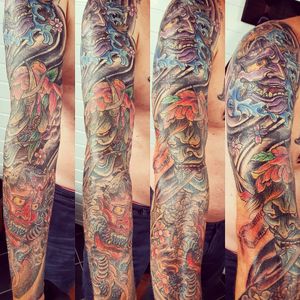 Full Japanese sleeve nearly completed #jap #japanese #tat #tatt #tattoo #tattooartist #ink #inklove #swag #dm #detail #swag #dm #cool #uk #kent #hernebay #england #instatattoo #nopain #nogain #blackwork #likemypic #colourtattoo #awesome #sleeve
