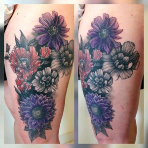 #tattoo #ink #cover #up #linework #dots #blackwork #colour #colourtattoo #flower #flowers #flowerstattoo #inked #byAnis #AnastasiaTrigoutiAnis