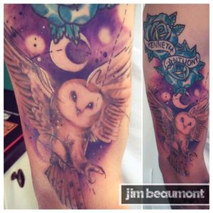 Barn owl tattoo I had completed today #colour #barnowl