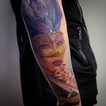 Carnival mask women masquerade realism portraiture coloured art by @alexandrerodrigues_t2 #tattoooftheday #realism #portrait #mask #feathers #masquared #girl #women #colors